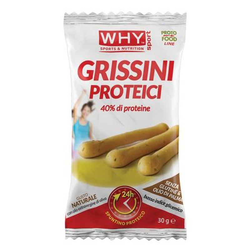 Why Sports&Nutrition Grissini Proteici 40% di proteine gusto naturale 30g-1