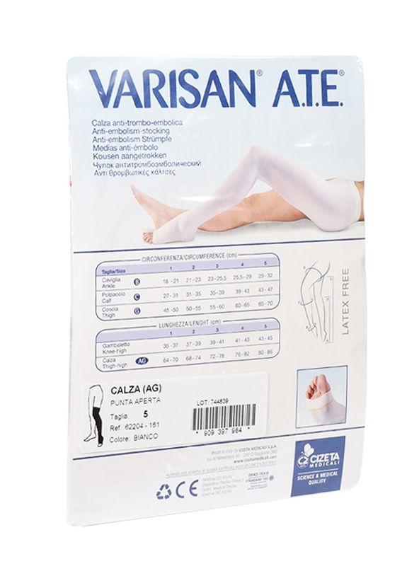 Varisan A.T.E. Calza anti-trombo-embolica punta aperta Taglia 5 Bianco-1