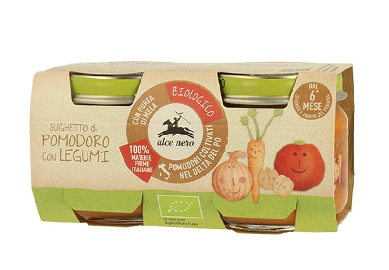 Alce Nero Sugo di Pomodoro con Legumi bio 6+mesi 2x80g-1