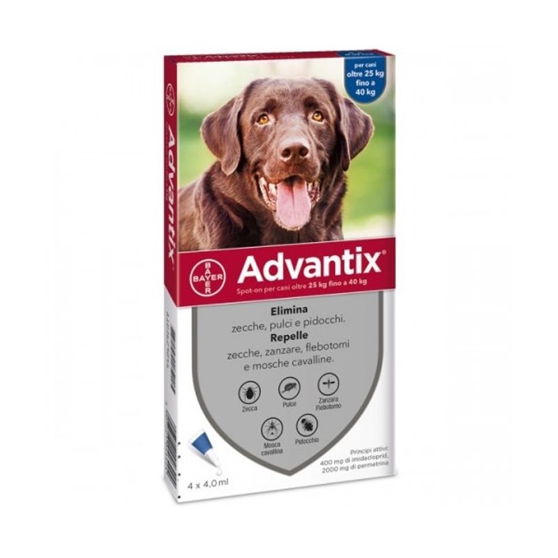 Advantix Spot-on per cani dai 25 kg ai 40 kg 4 pipette (4 x 4 ml)-1