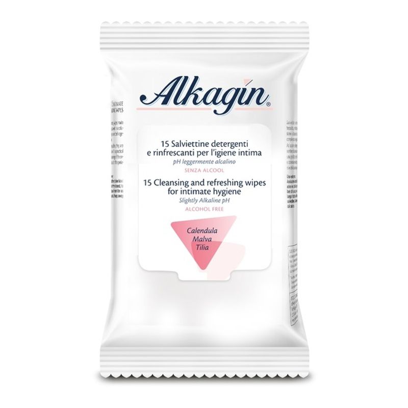 Alkagin 15 Salviettine Detergenti e Rinfrescanti per l'igiene intima-1