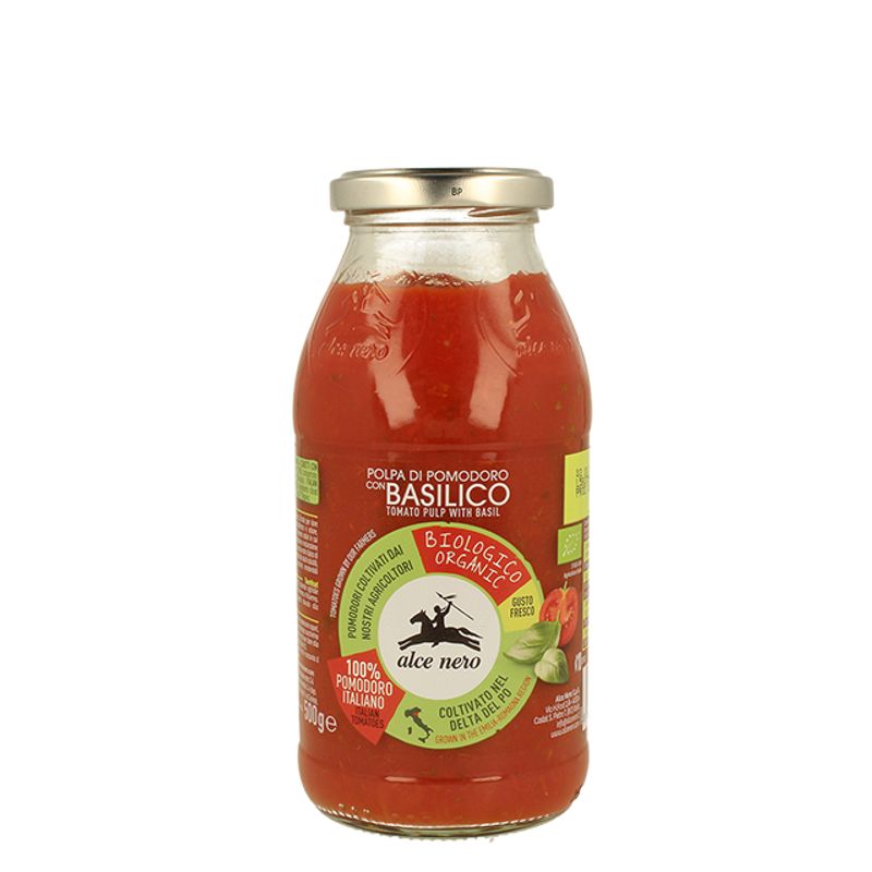 Alce Nero Polpa di Pomodoro con Basilico Biologica 500g-1