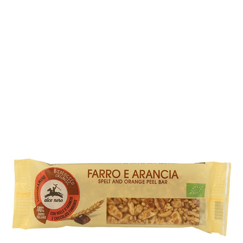 Alce Nero Barretta al Farro e Arancia con Cioccolato Biologica 22g-1