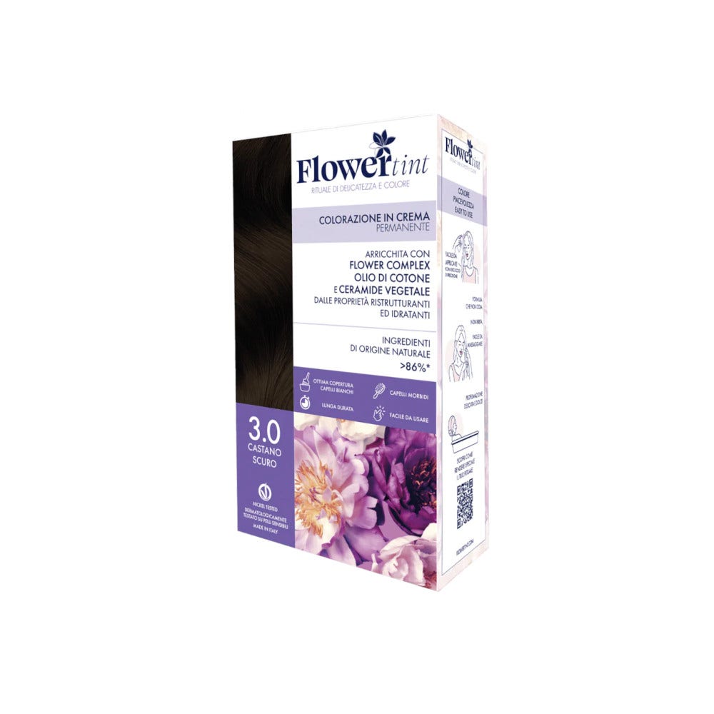 Flowertint Colorazione In Crema Permanente Colore 3,0 Castano Scuro-1
