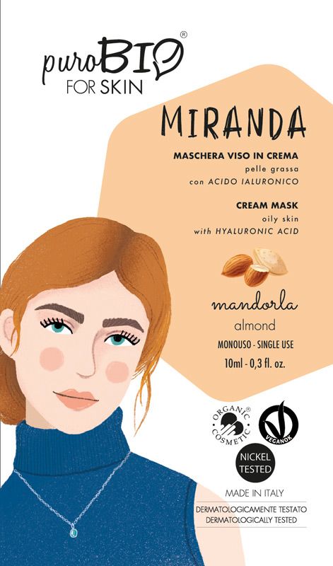 PuroBio Miranda Maschera Viso in crema alla mandorla per pelle grassa 10ml-1
