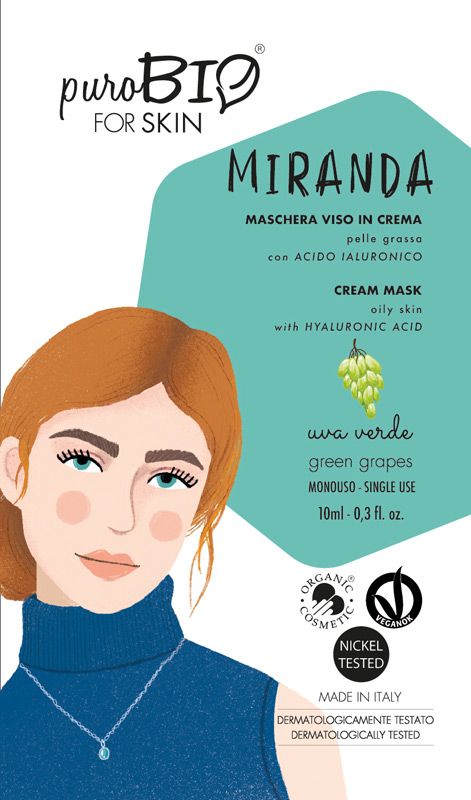PuroBio Miranda Maschera Viso in crema all'uva verde per pelle grassa 10ml-1