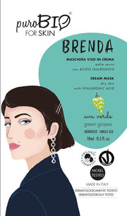 PuroBio Brenda Maschera Viso in crema all'uva verde per pelle secca 10ml-1