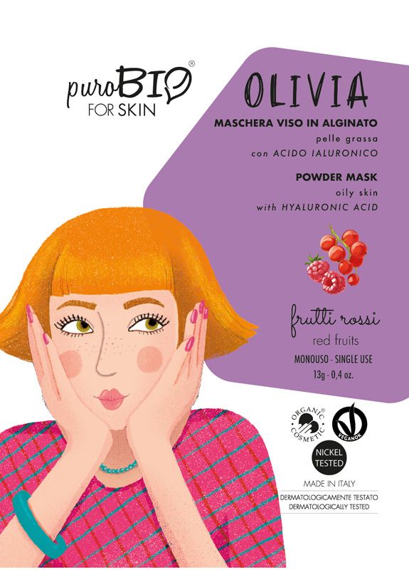 PuroBio Olivia Maschera Viso in alginato ai frutti rossi per pelle grassa 13g-1