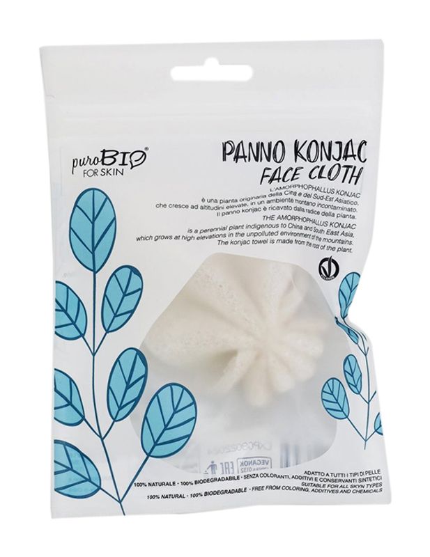 PuroBio Panno Konjac per la pulizia di tutti i tipi di pelle-1