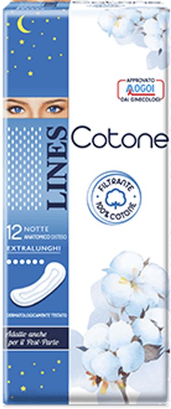 Lines Cotone 12 Assorbenti Notte Anatomici Distesi-1