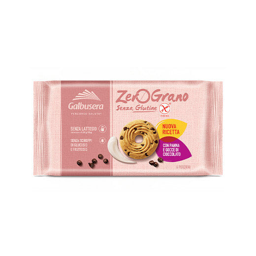 Galbusera Zerograno Frollini con Panna e Gocce di Cioccolato senza glutine 220g-1