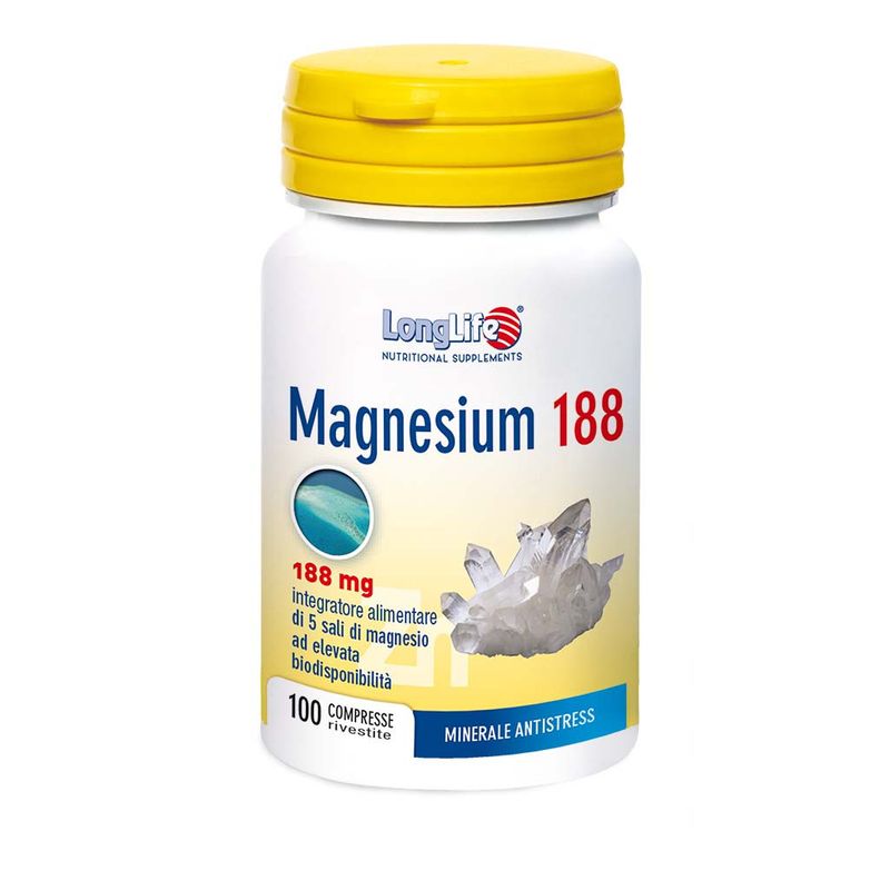 Longlife Magnesium 188 per ridurre la stanchezza e l'affaticamento 100 compresse-1