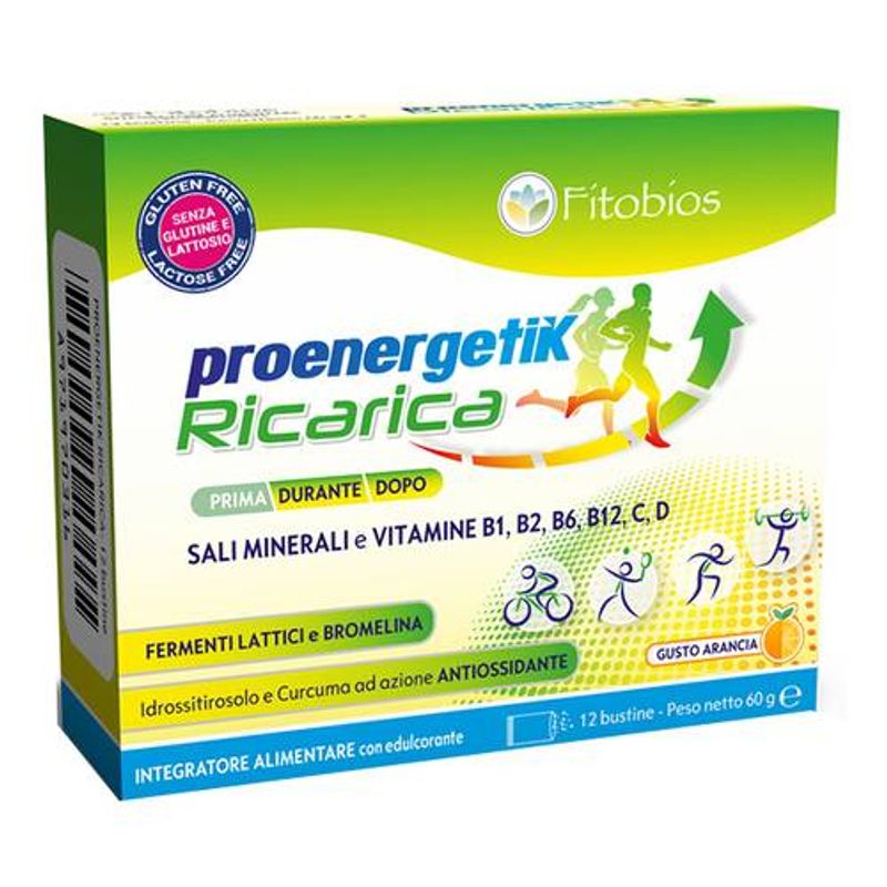 Proenergetik Ricarica a base di vitamine e minerali gusto arancia 12 bustine-1