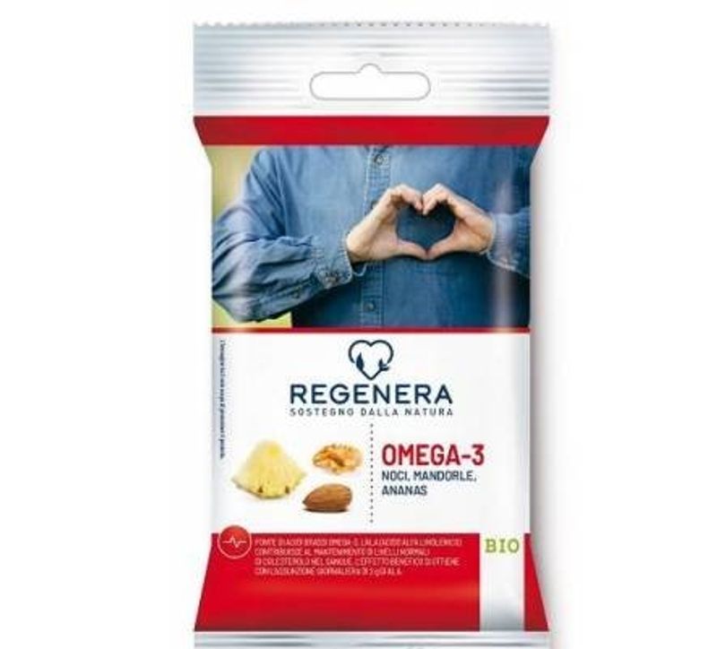 Regenera Omega3 Noci Mandorle Ananas Bio snack 30g-1