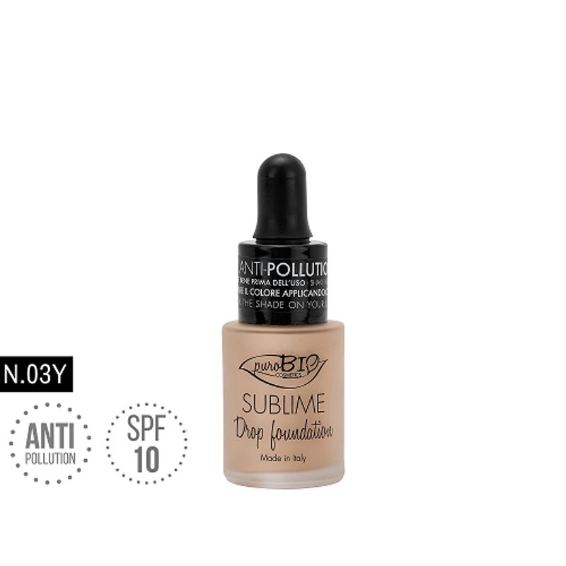 PuroBio Sublime Fondotinta Fluido SPF10 anti-inquinamento n.03Y 15ml-1