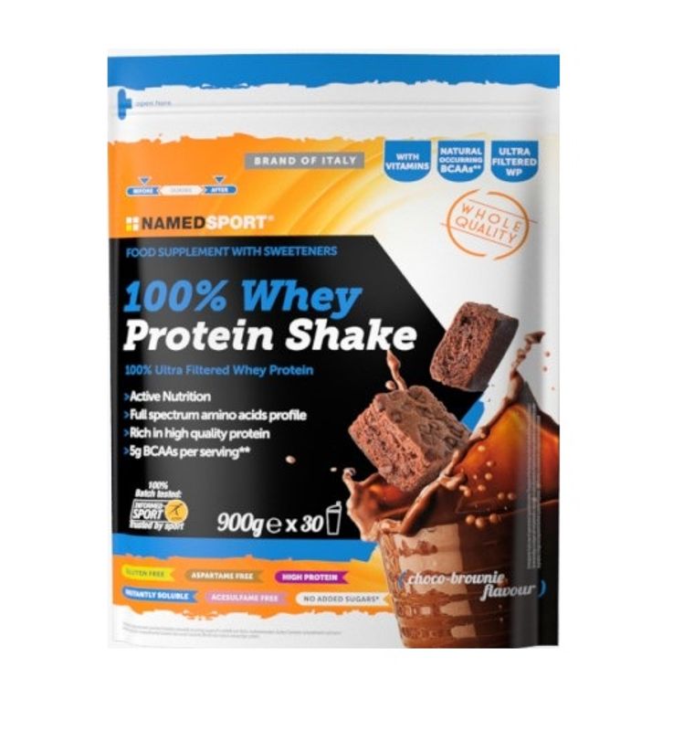 Named sport 100% Whey Protein Shake Proteine in polvere gusto choco brownie 900g-1