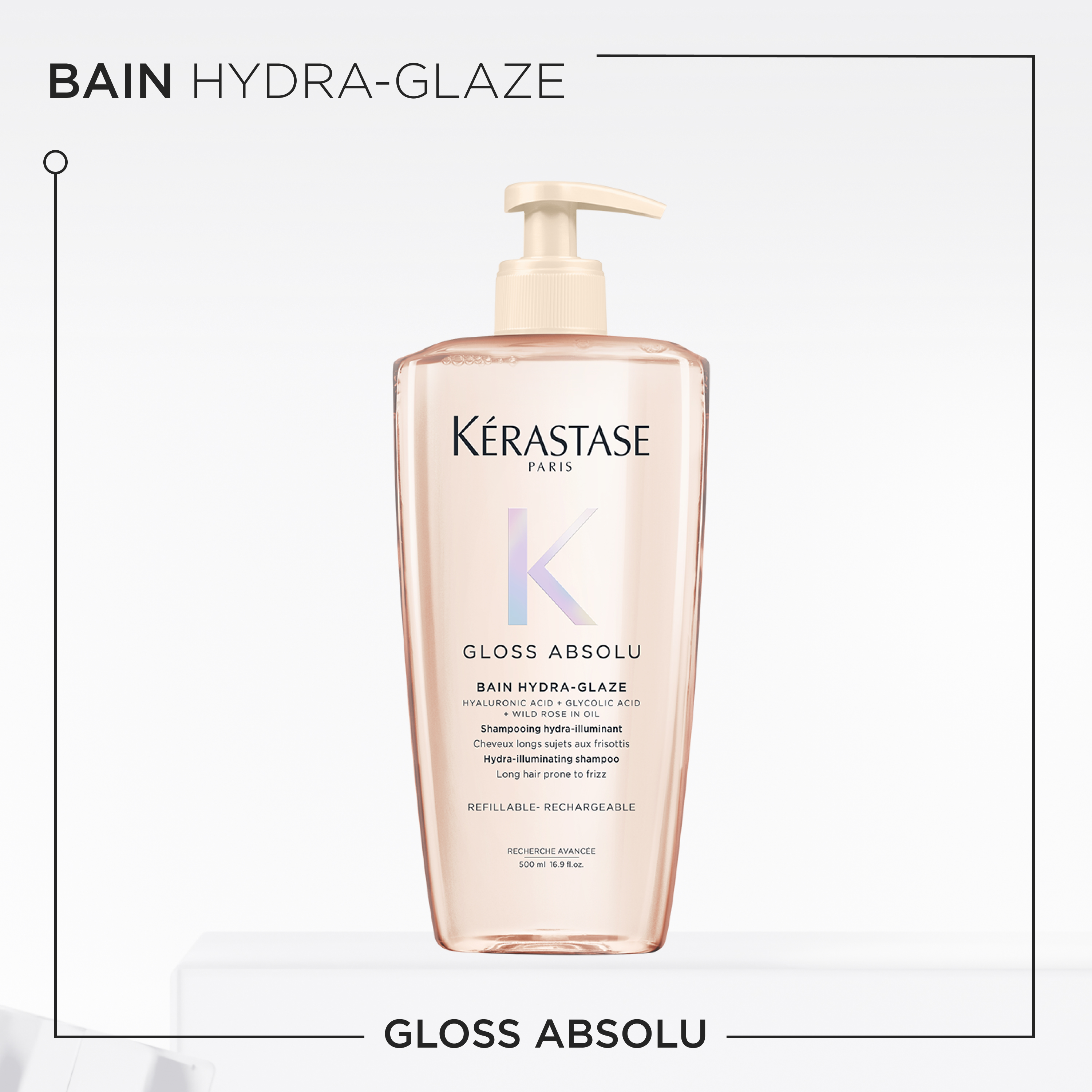 Kérastase Gloss Absolu Bain Ricaricabile Hydra-glaze per capelli tendenti al crespo 500ml