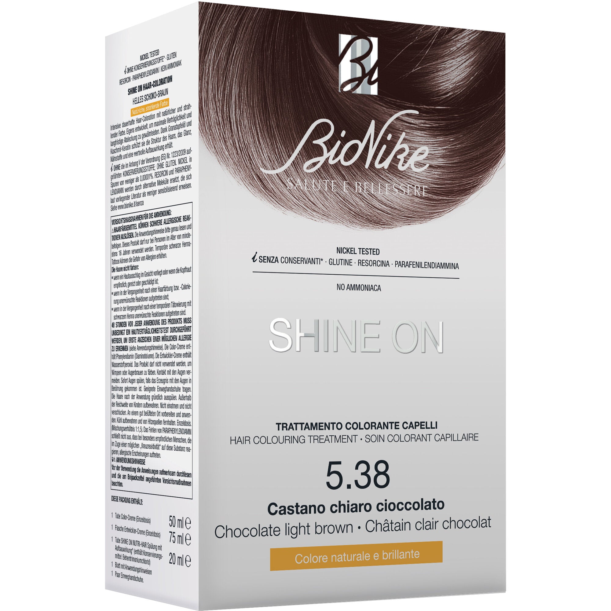 Bionike Shine On Trattamento colorante capelli 5.38 Castano Chiaro Cioccolato-2