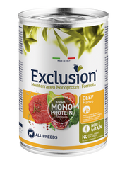 Exclusion Mediterraneo Monoprotein Noble Grain Umido Al Manzo Per Cani Lattina 400g-1