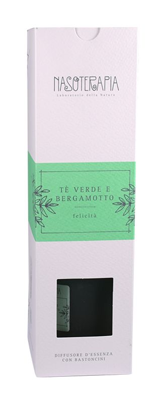 Nasoterapia Tè Verde e Bergamotto Felicità Diffusore d'essenza con bastoncini 100ml-0
