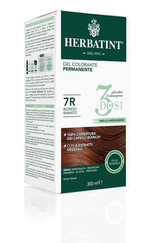 Herbatint Tinta per Capelli Gel Colorante Permanente 3Dosi 7R Biondo Ramato 300ml-2