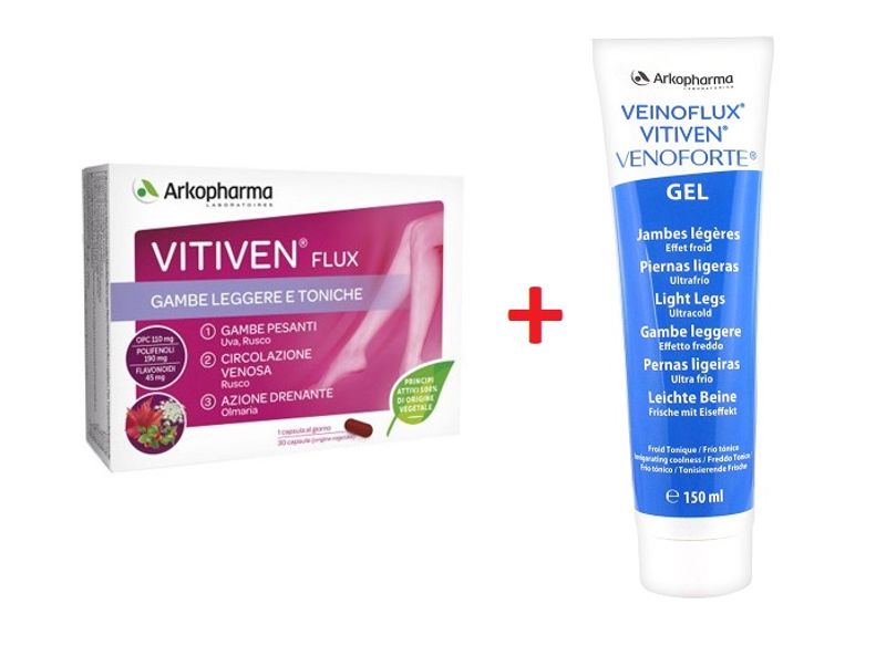 Vitiven Flux gambe pesanti 30 capsule +OMAGGIO Vitiven Gel Effetto Freddo 150ml-1