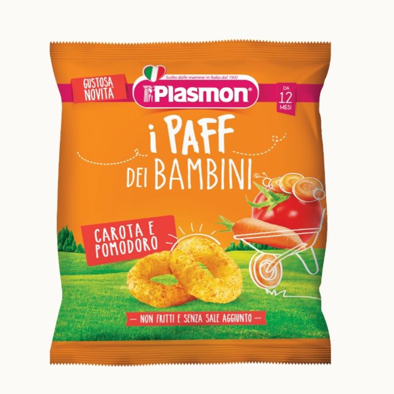 Plasmon I Paff Dei Bambini Snack Gusto Carota e Pomodoro 15g-1