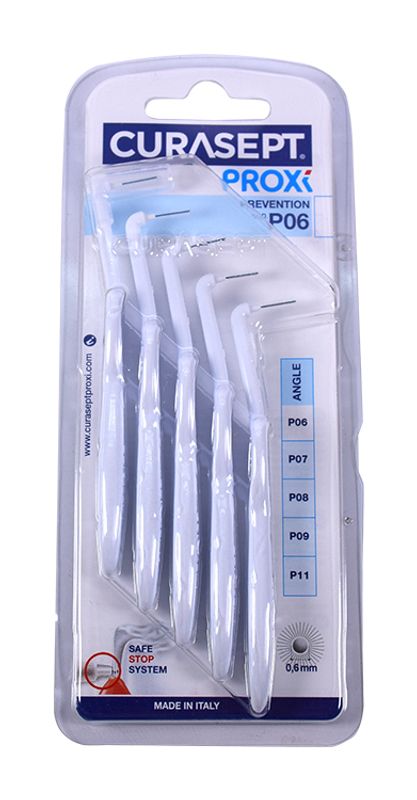 Curasept proxi prevention scovolino con testina angolata 0,6 mm bianco 5 pezzi-1