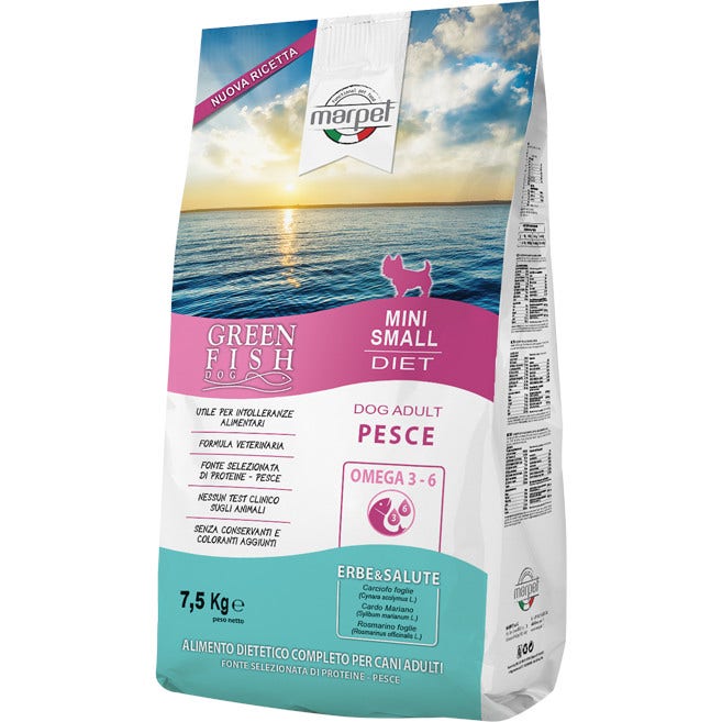 Marpet Greenfish Pesce Cibo Secco Per Cani Adulti Taglia Mini Small Sacco 7,5Kg-1
