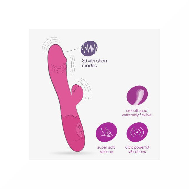 Crushious Vibratore Rabbit Ricaricabile Blossoms Rosa Forte Con Lubrificante A Base D'acqua-3