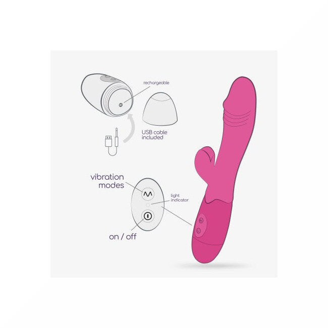 Crushious Vibratore Rabbit Ricaricabile Blossoms Rosa Forte Con Lubrificante A Base D'acqua-4