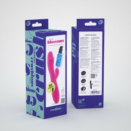 Crushious Vibratore Rabbit Ricaricabile Blossoms Rosa Forte Con Lubrificante A Base D'acqua-6