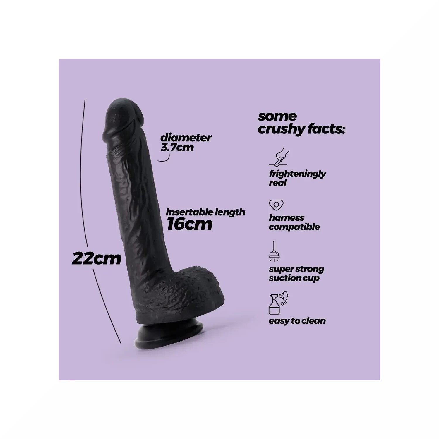Crushious Dildo Invitiktus 8 In Silicone Liquido Colore Nero-5
