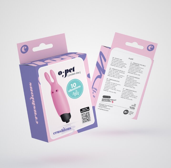 Crushious O-Pet Vibratore Tascabile Coniglio Con Palla A 10 Vibrazioni Rosa Pastello-7