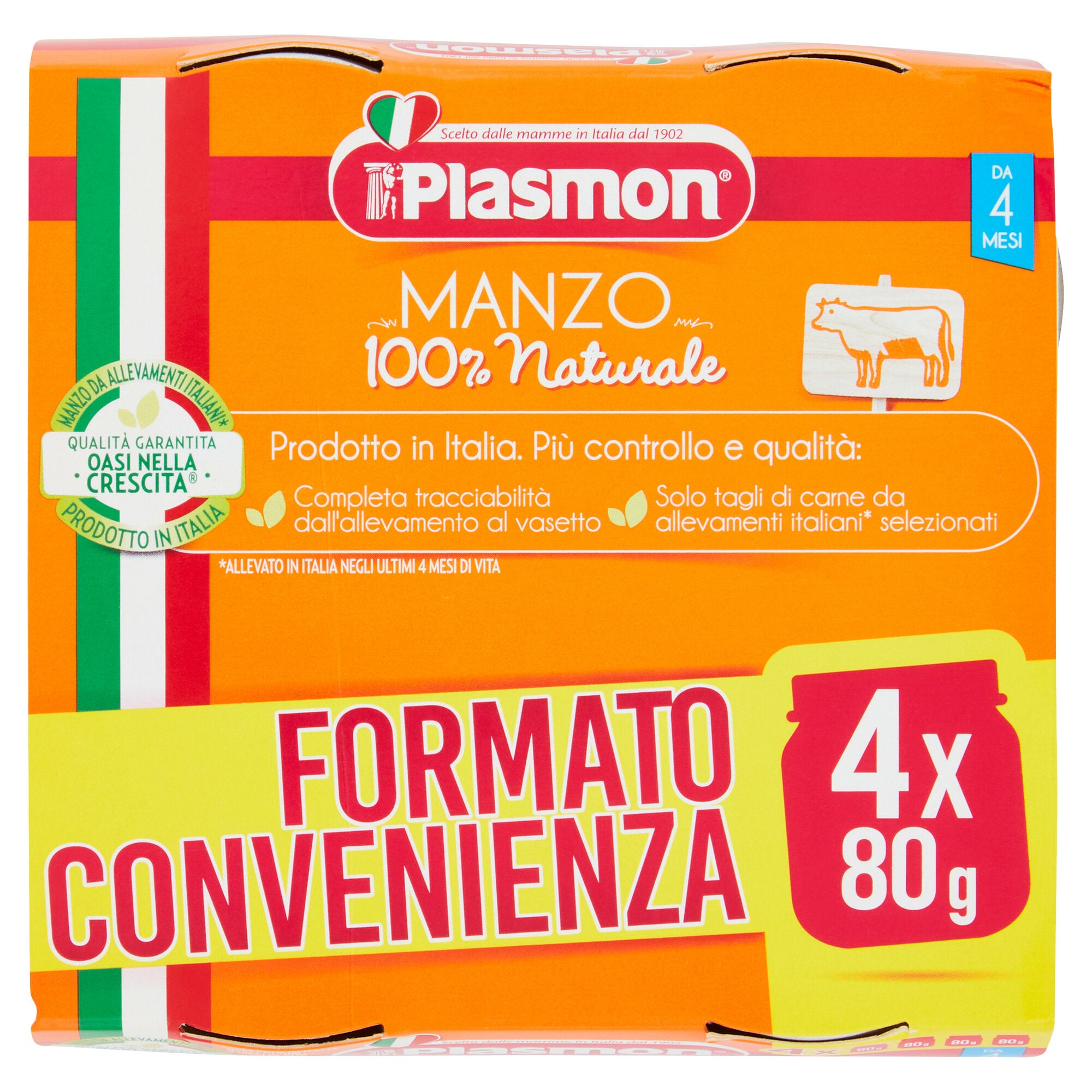 Plasmon Omogeneizzato manzo e cereali 4+ mesi 4x80g-1