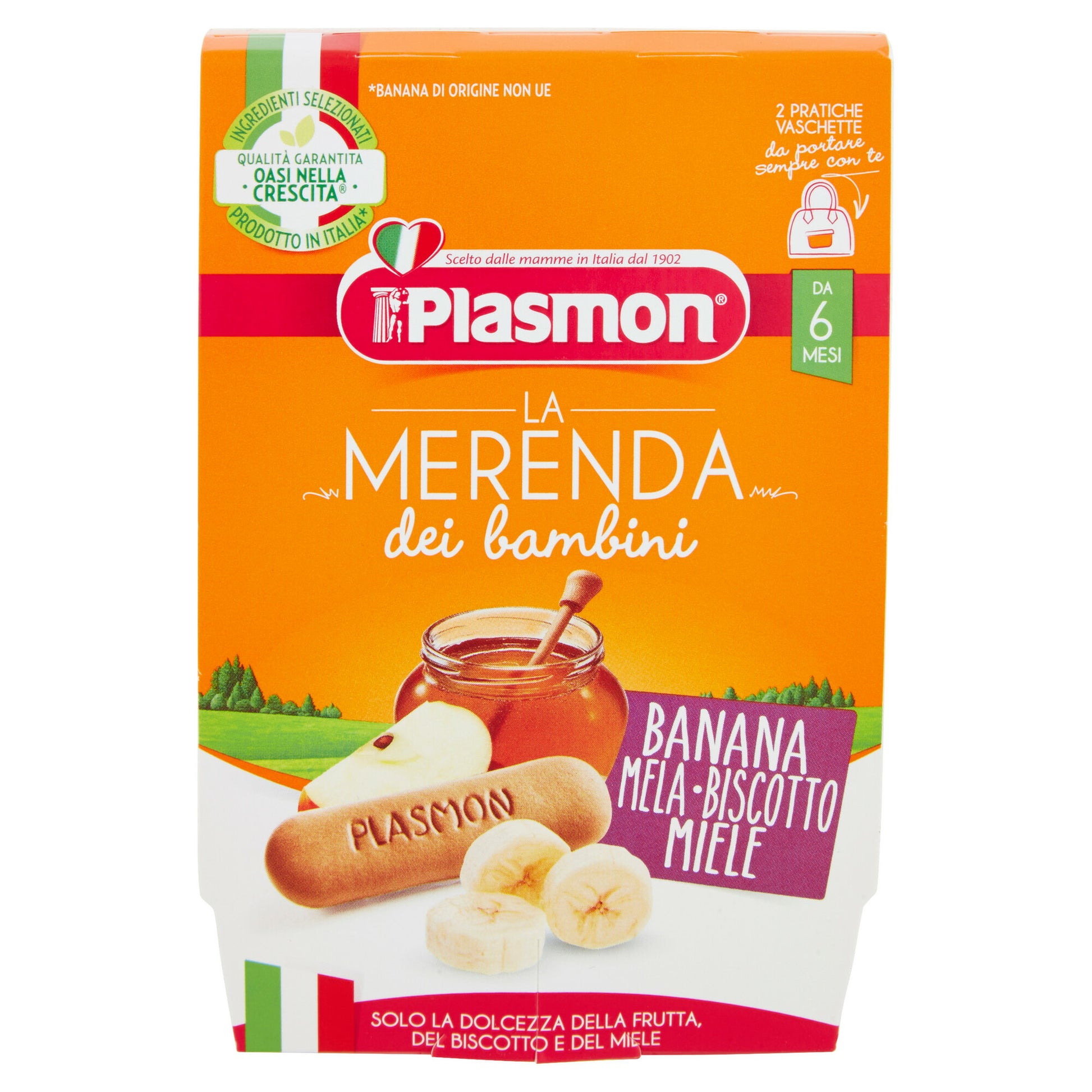 Plasmon Banana Mela Biscotto Miele 2x120g-2