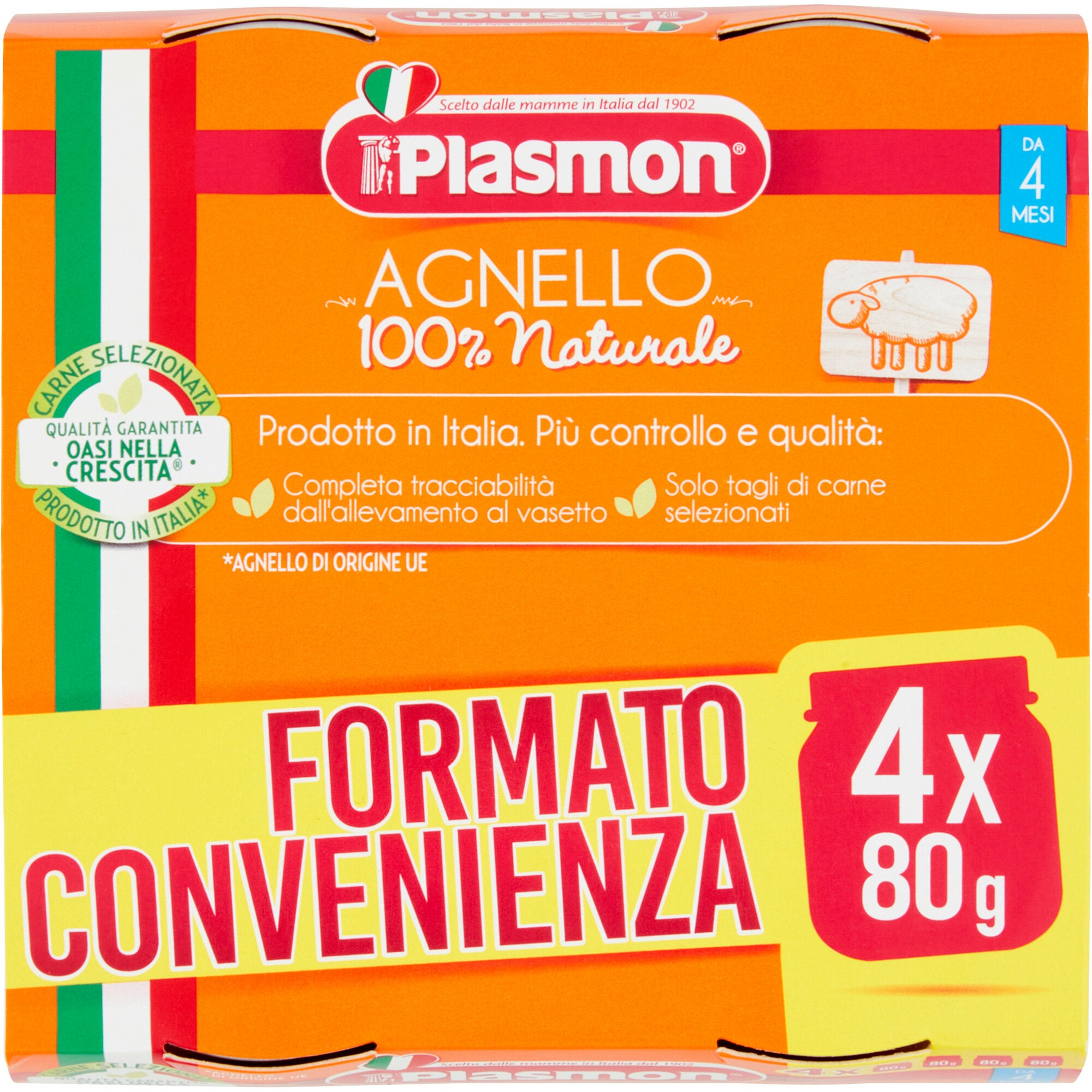 Plasmon Omogenizzato Agnello 100% naturale Formato Convenienza 4x80g-1