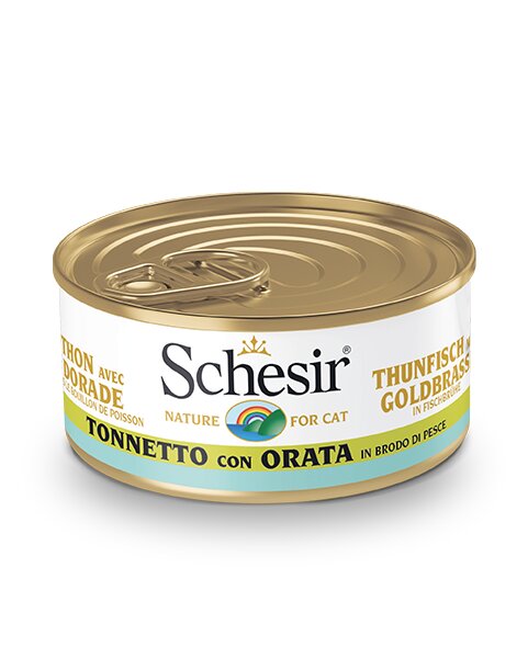 Schesir Tonnetto Con Orata In Brodo Di Pesce Lattina Cibo Umido Gatto Adulto 70g-2