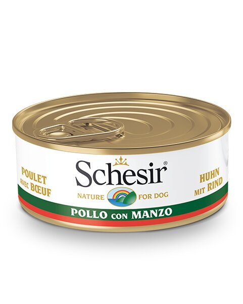 Schesir Pollo Con Manzo Cibo Umido Cani Adulti Lattina 150 g-2