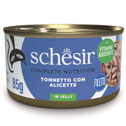 Schesir Tonnetto Con Alicette In Gelatina Cibo Umido Gatto Adulto Lattina 85 g-1