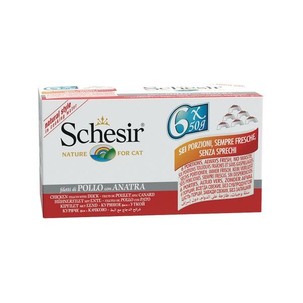 Schesir Filetti Di Pollo Con Anatra Lattina Cibo Umido Gatto Adulto 6x50g-2