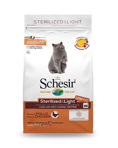 Schesir Sterilized & Ligh Crocchette Gatti Adulti Ricco In Pollo Sacco 400 g-2