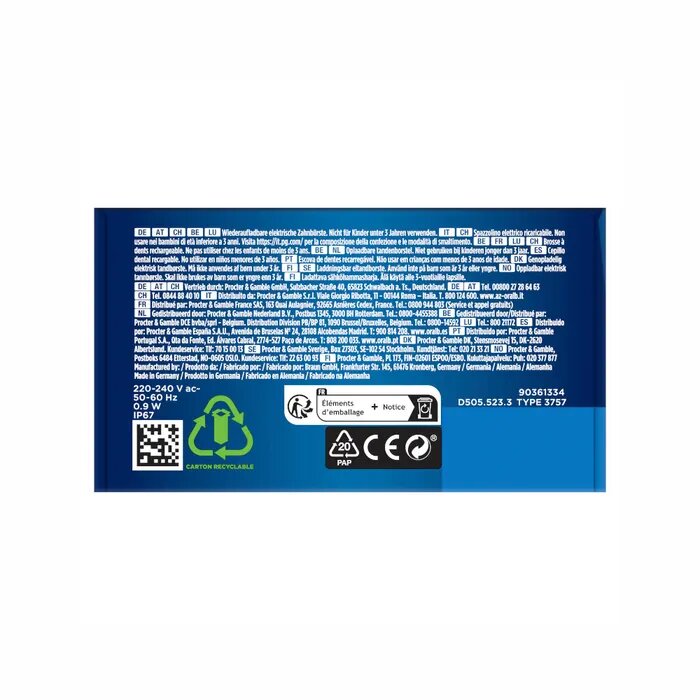 Oral-B Pro 3 3000 Blu spazzolino elettrico ricaricabile + 2 testine di ricambio-3