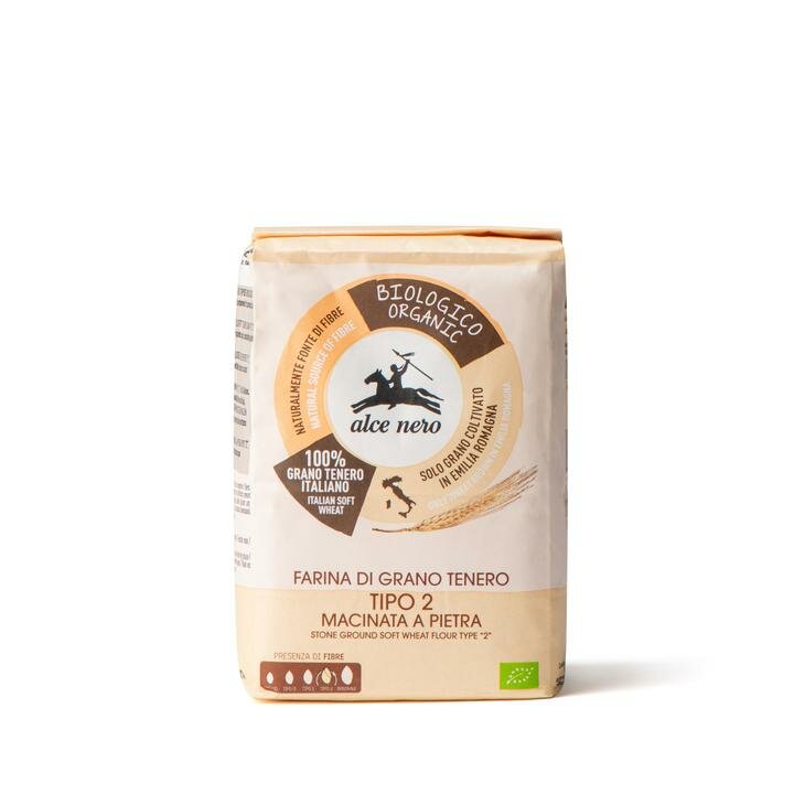 Alce Nero Farina di grano tenero tipo "2" biologica macinata a pietra 1000g-2