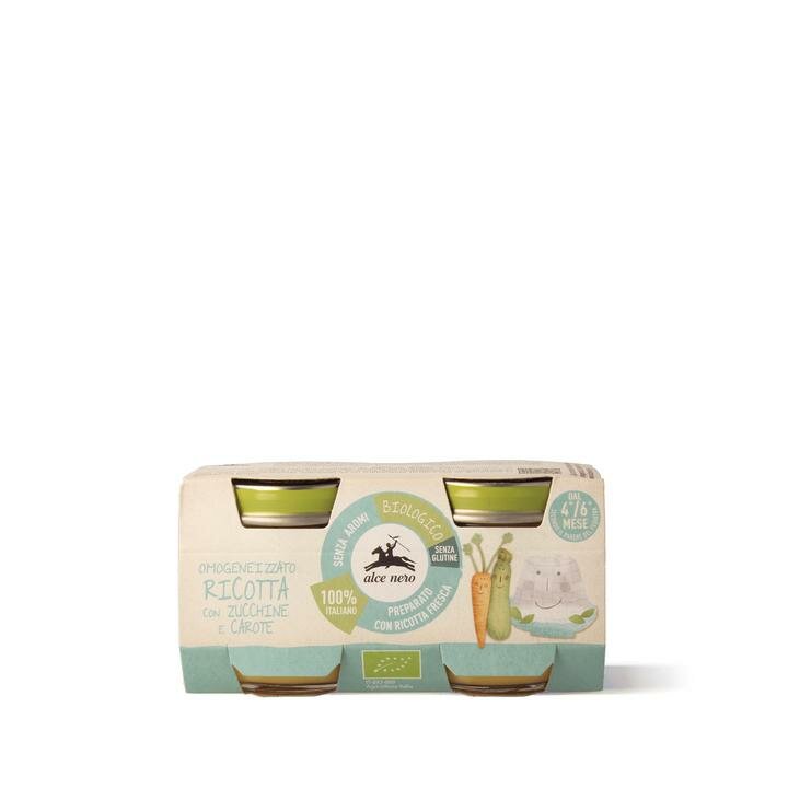Alce Nero Omogeneizzato Ricotta con Zucchine e carote biologiche 2x80g-2