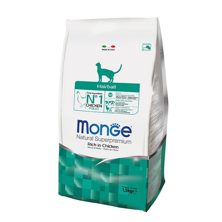 Monge Ricco Di Pollo Hairball Cibo Secco Gatti Adulti Sacco 1,5 Kg-2