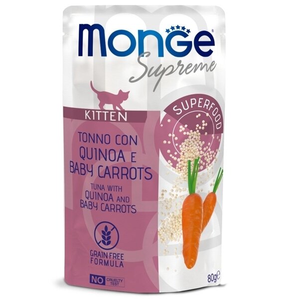 Monge Supreme Kitten Pezzetti di Tonno Quinoa E Carote Per Gattini 80g-1