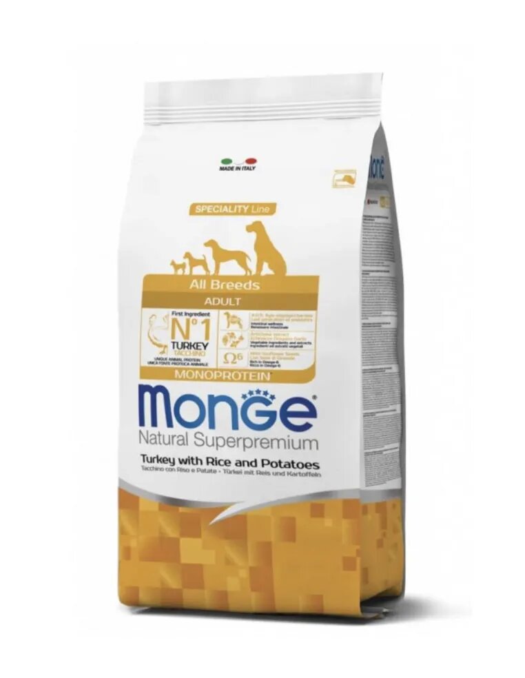 Monge Natural Superpremium Monoprotein  Cibo Secco Tacchino Riso E Patate Per Cani Adulti Tutte Le Taglie 2,5kg-1