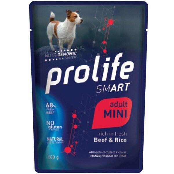 Prolife Smart Manzo Fresco Con Riso Cibo Umido Per Cani Adulti Taglia Piccola Bustina 100g-1