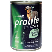 Prolife Lifestyle Light  Merluzzo Fresco Con Riso Cibo Umido Per Cani Adulti Taglia Media/Grande Lattina 400g-1